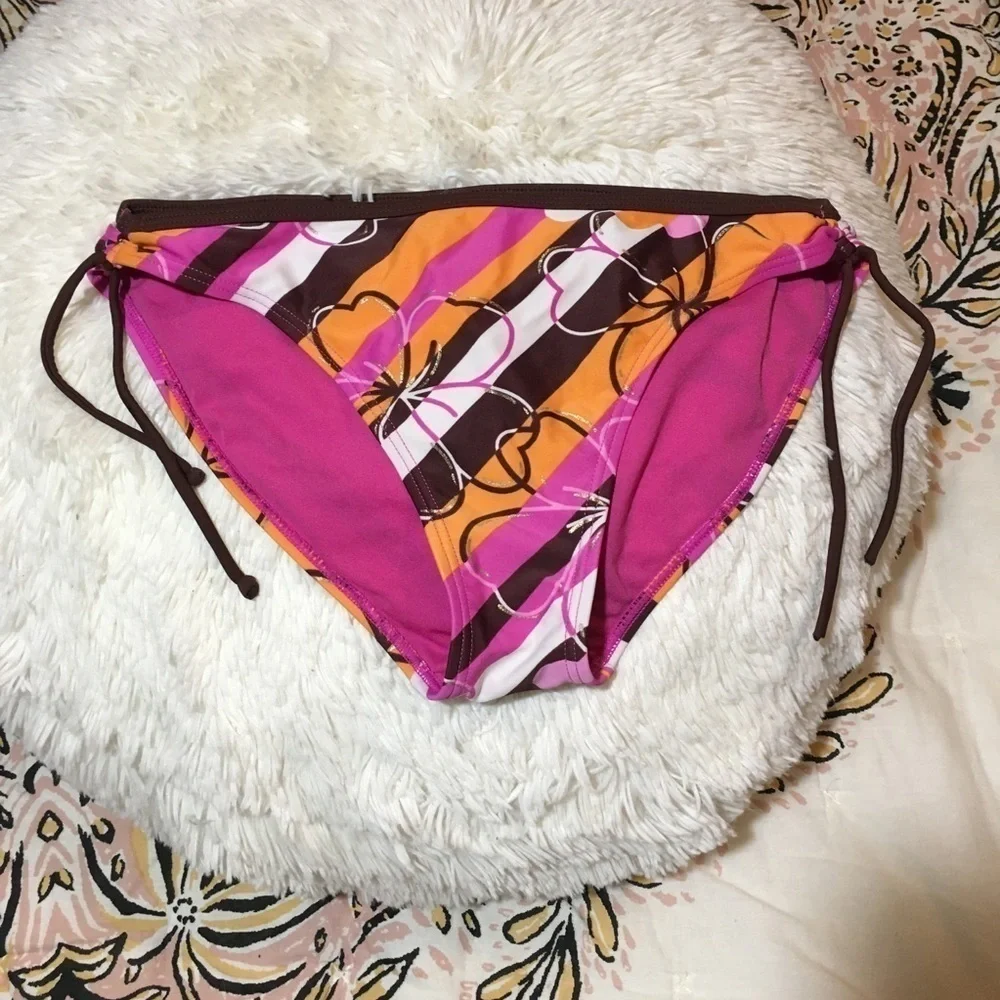 Arizona striped floral bikini bottom